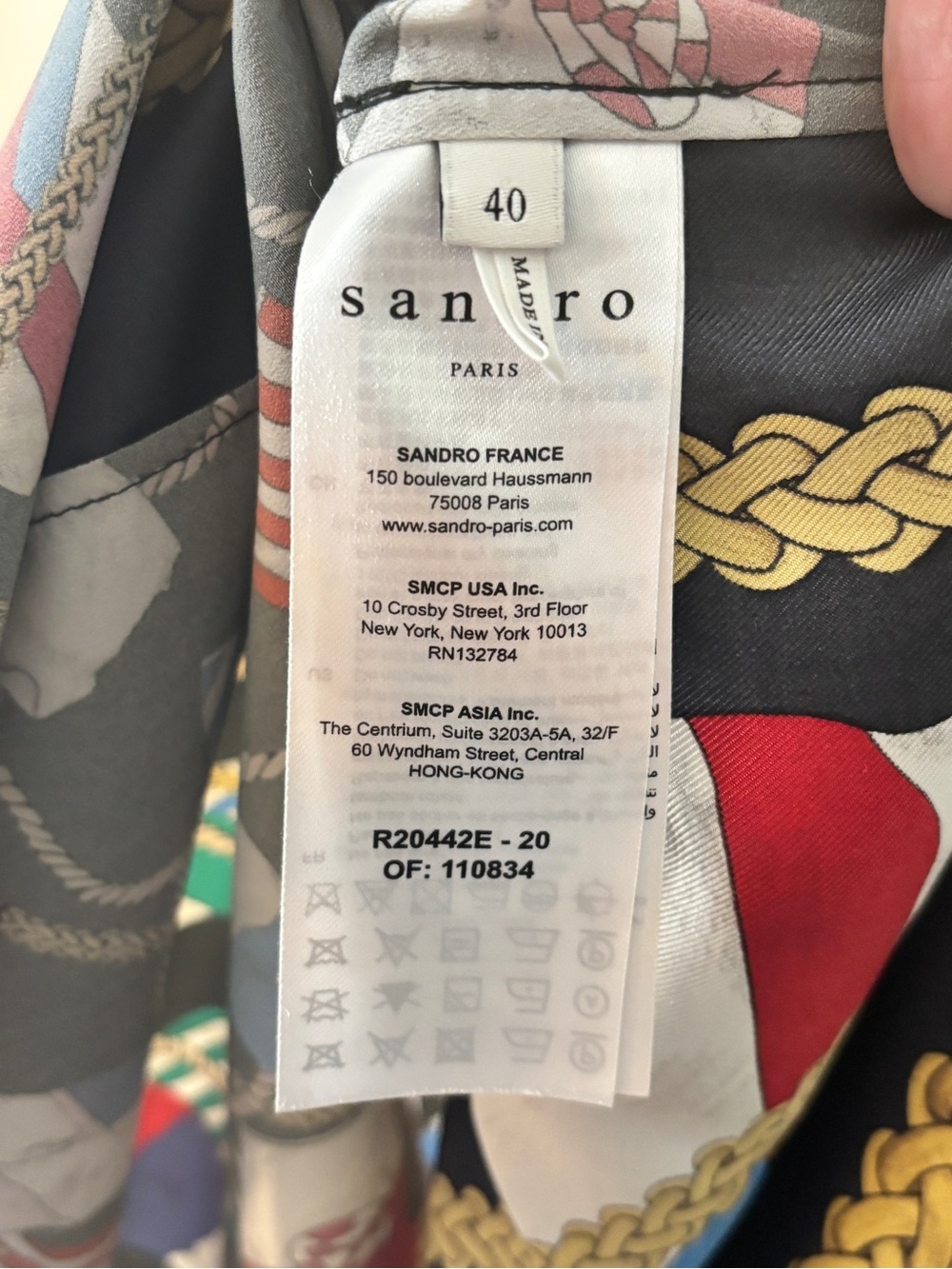 Sandro Paris - Black Multicolor Asymmetrical V-Neck Midi Dress by - Picture 5 of 6